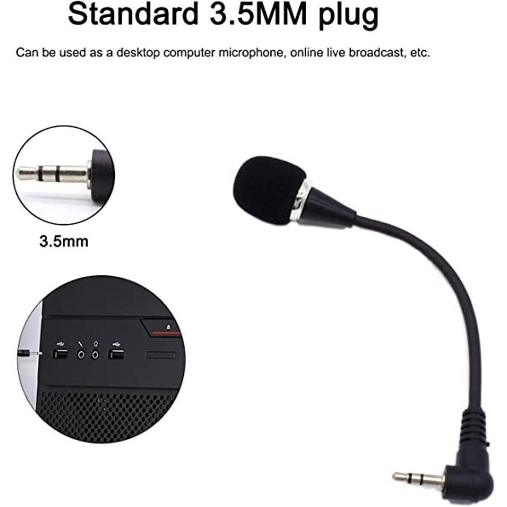New 3.5mm Flexible Mini Microphone Mic for Laptop Notebook PC Podcast Skype Chat